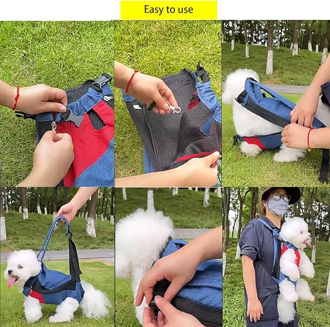 Lightweight Pet Backpack Carrier for Small Dogs & Cats - Easy-Fit Adjustable Straps, Basic Legs-Out Design, Durable for Daily Use (Fits Pets Under 15lb) (Red-White Color-Blocked, X-Large)