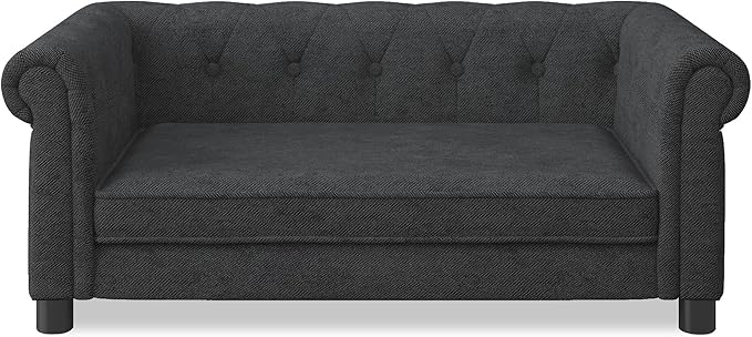 Dog Couch for Large Dogs, Elevated Durable Pet Sofa Bed, 24" W Comfortable Modern and Stylish Dog Sofa Couch with Dry Cleanable Fabric, Furniture for Medium & Large Breed (Black)