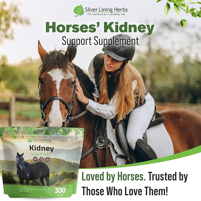 Silver Lining Herbs Kidney Support Supplement for Horses - Horse Supplements for Kidney Health and Bladder Support - Complete with Chamomile, Garlic, Juniper Berry, and More - 5 lb (300 Servings)