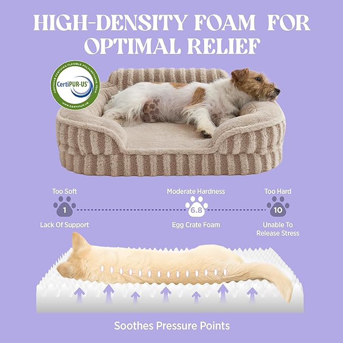 LE SURE Cute XL Dog Beds, Orthopedic Waterproof Dog Bed for Extra Large Dogs, Non-Slip Bottom and Egg-Crate Foam Big Pet Couch Sofa with Washable Removable Cover, Hazel