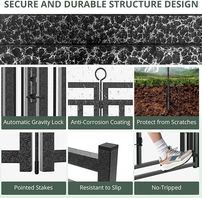 Dog Fence Outdoor Indoor, 47 Inches Height 08 Panels(1gate & 7panels) Dog Playpen for Large/Medium/Small Dogs Metal Dog Pen for Yard Camping and RV [Black-Silver]