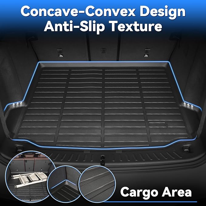 Hutisya-Floor Mats & Cargo Liner Set Fit for Honda CR-V 2017-2022 (Deck in Upper Position) (Not for Hybrid) All Weather Protection Anti-Slip & Durable TPE Full Set Liners Automotive Accessories-Black