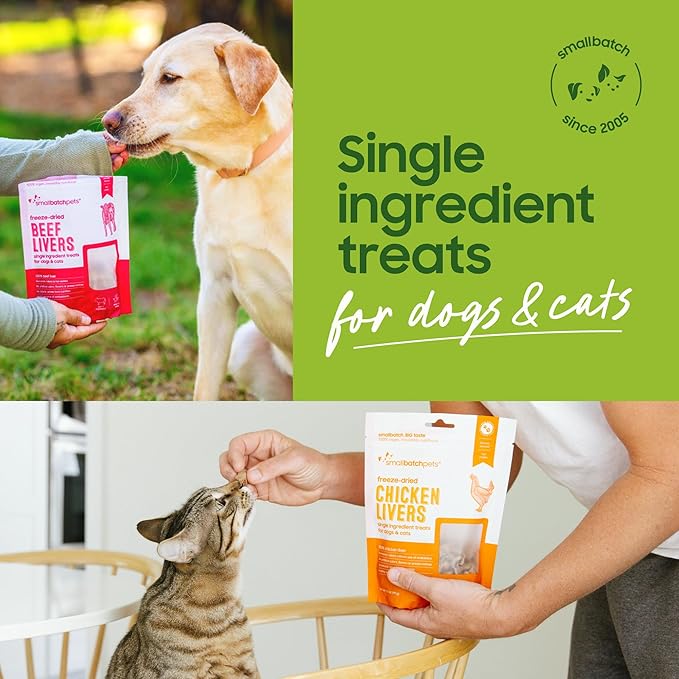 smallbatch Freeze Dried Dog Treats, Pork Liver Treats for Dogs & Cats, High Protein, Single Ingredient Dog Treat for Training or Food Topper, Natural, Humanely Sourced Meat, Made in The USA, 3 oz