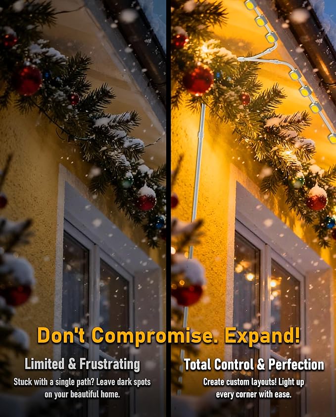 33FT Extension Cable for Govee Permanent Outdoor Lights (H705A-H706C), IP68 Waterproof 3-Pin Extension Cord, 22AWG Pure Copper Wire, Expand Holiday Lighting for Christmas, New Year, Roof