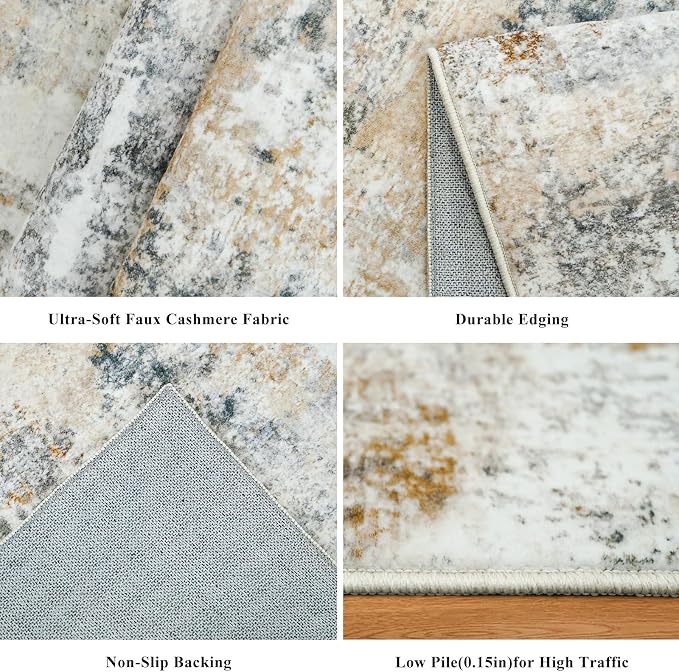 4x6 Washable Entryway Rug – Non-Slip Low-Pile Small Area Rug