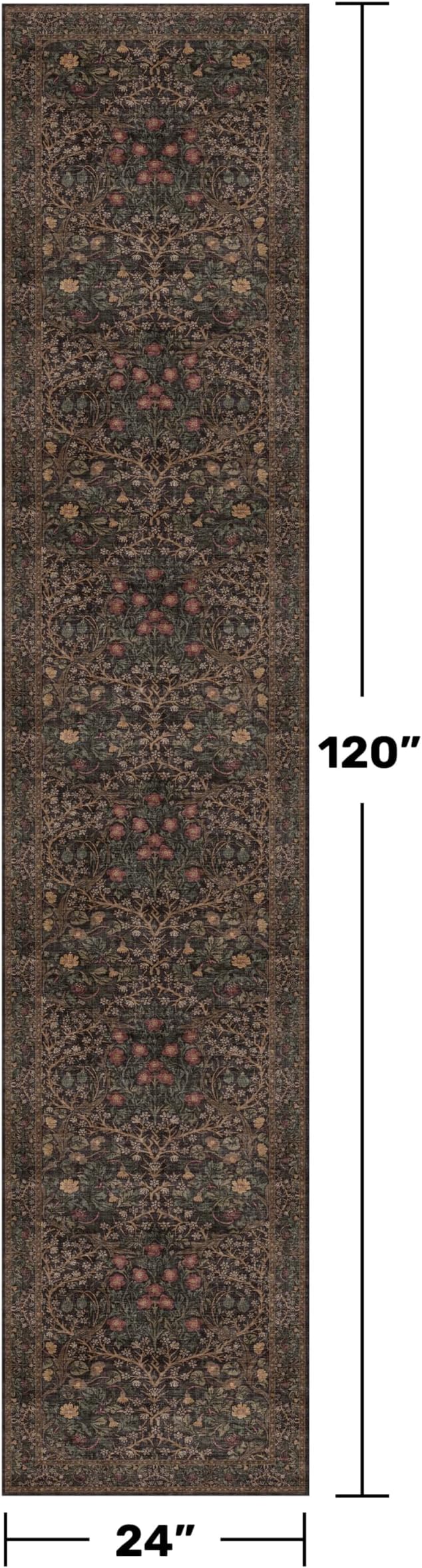 Brown Boho Washable 2x10 Hallway Runner Rug