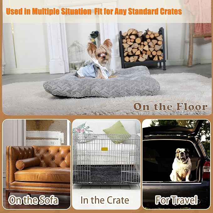 Crate Pads for Dog Cages Dog Bed for Small Dogs Crate Washable 22 inch Dog Crate Bed Dog Mats for Sleeping,Up to 15 lbs Soft and Fluffy Small Dog Bed for Crate Tire Printing Gray S.
