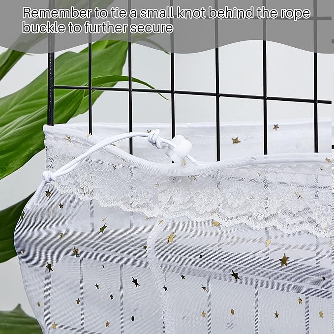Shappy Large Bird Cage Cover, Bird Cage Seed Catcher, Adjustable Star Pattern Nylon Mesh Net for Parrot Parakeet Macaw Pet Supplies(White)