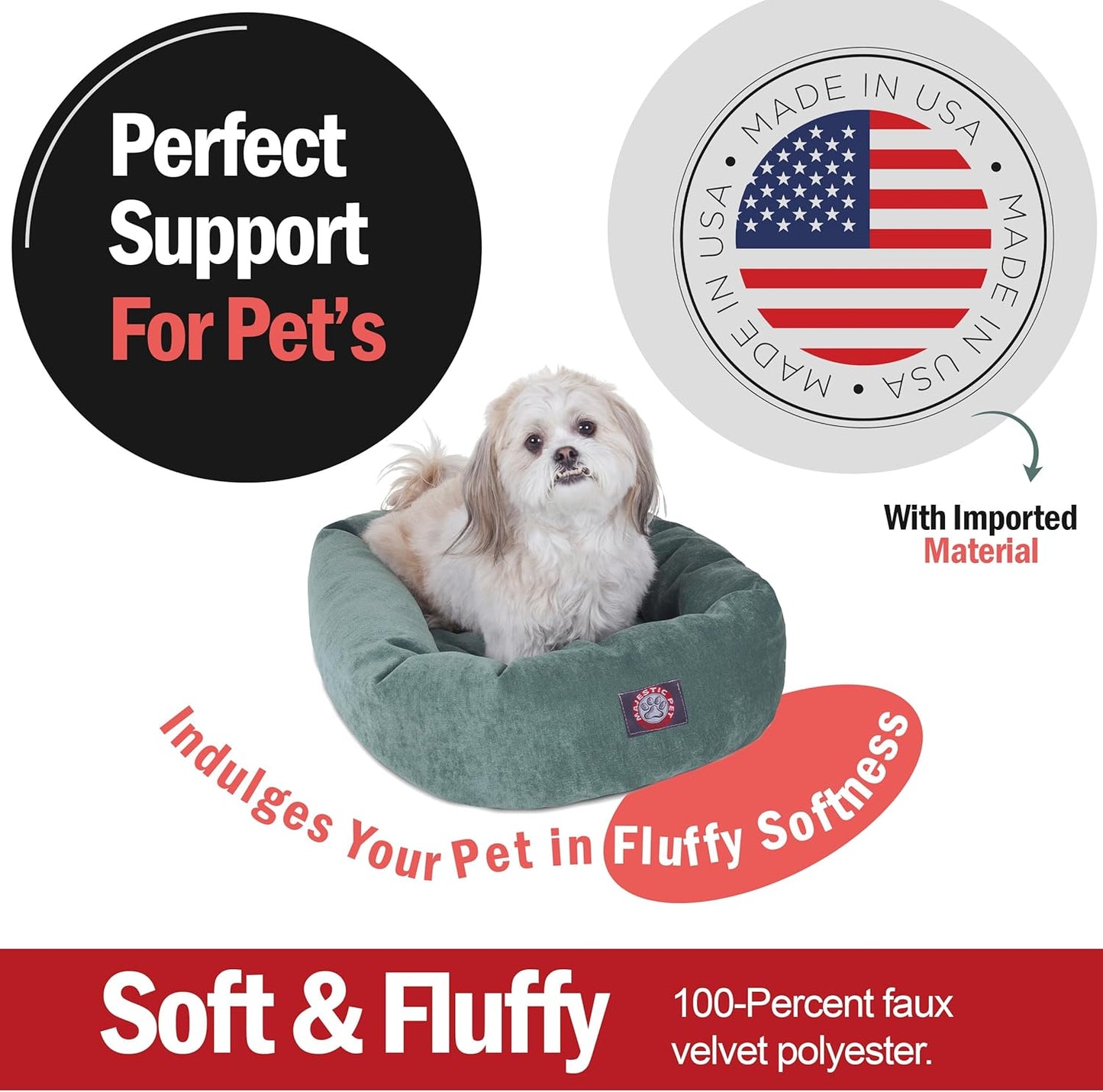Majestic Pet Villa 24 Inch Shredded Memory Foam Dog Bed for Small Sized Dogs 24x19x7 Inch–Orthopedic Dog Bed - Durable Pet Bed - Washable Small Pet Bed with Head Support-Azure