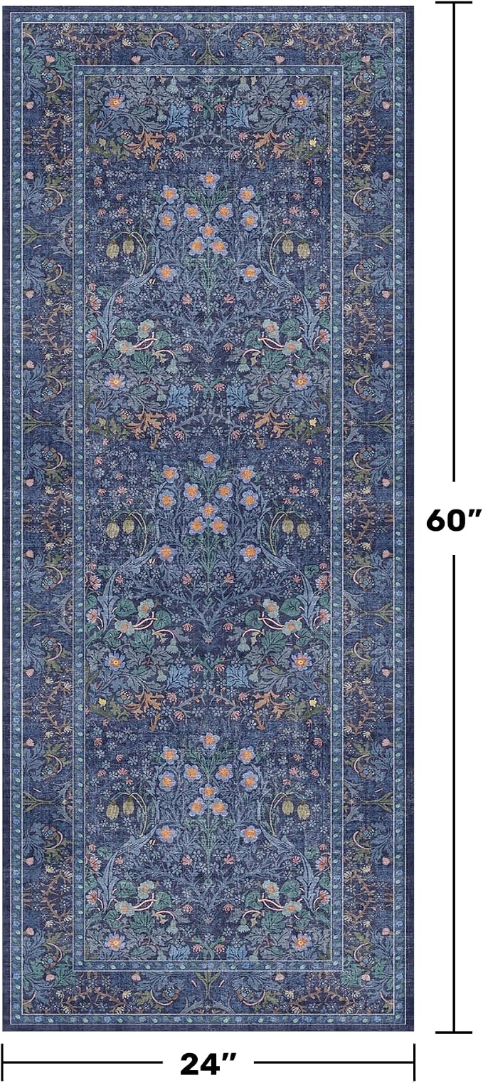 Non Slip Dark Blue 2x5 Runner Rug