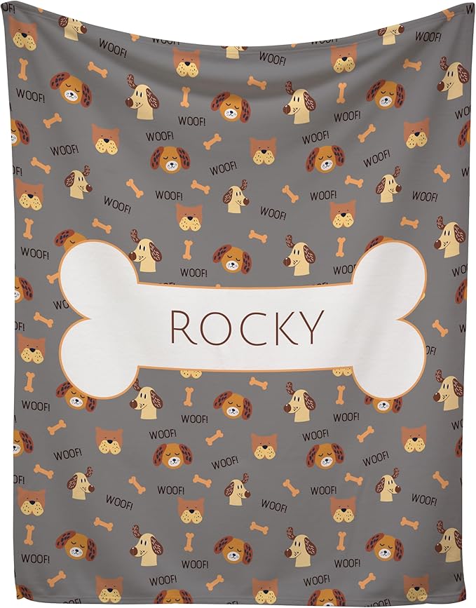 Prints Next Day – Custom 30" x 40" Fleece Pet Lightweight Blanket with Name - Gift for Dog or Cat Owners - Personalized Couch Throw - Puppy Patterned - Printed in America