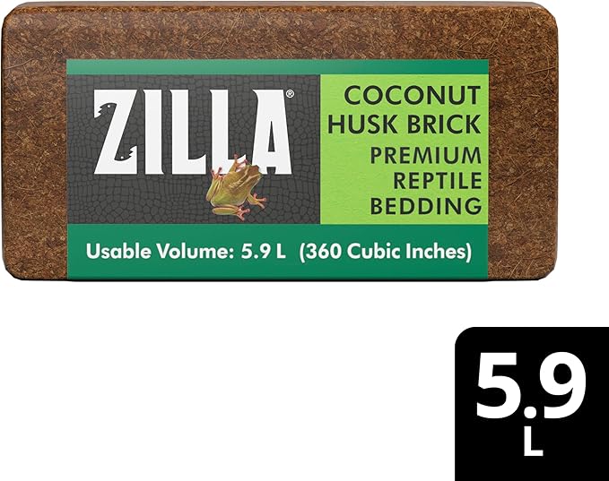 Zilla Coconut Husk Brick, Organic Bedding for Reptiles, Made with 100% Coconut Fiber, Ideal for Tropical Habitats and Egg Incubation (Pack of 2)