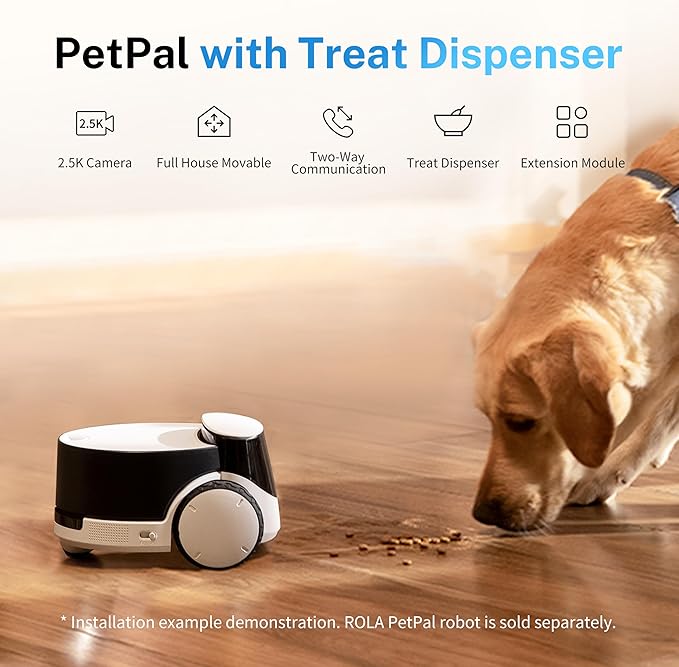 Enabot EBO ROLA Treat Dispenser Module for ROLA PetPal: Treat Toss, No Food Jamming Design, Airtight, Freshness-Locking, Remote App Control, Exclusively Designed for ROLA PetPal Smart Robot