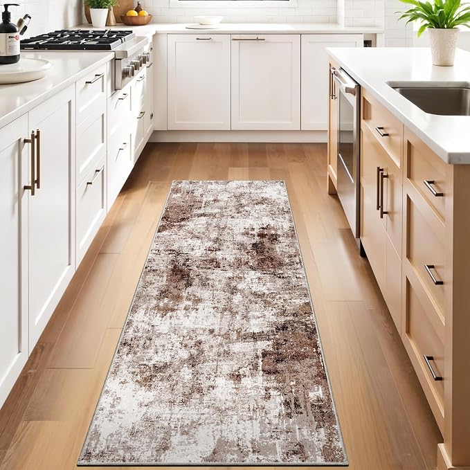 2x8 Washable Runner Rugs for Hallway: Easy-to-Clean Abstract Runners for