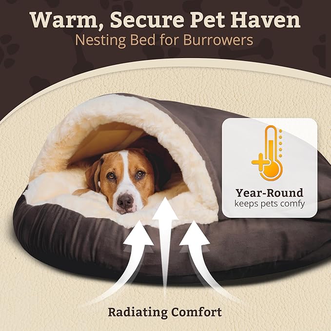 Snoozer Luxury Microsuede Cozy Cave Pet Bed, Small, Dark Chocolate