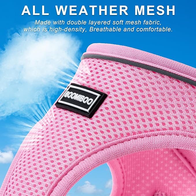 Dog Harness with Leash Set, No Pull Adjustable Reflective Step-in Puppy Pet Vest Harnesses for Small Medium Large Dogs and Cats,Pink XL