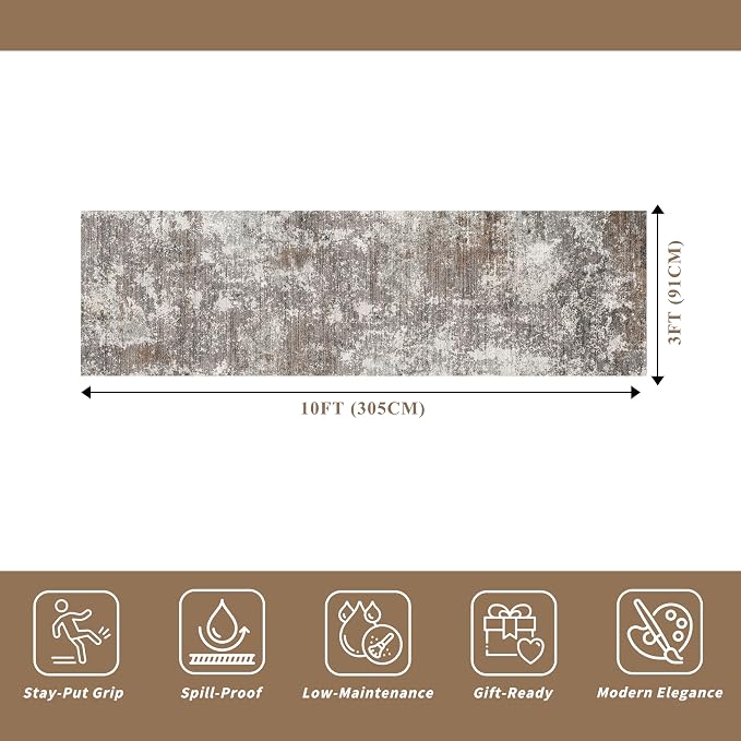 3x10 ft Long Hallway Runner Rug – Non-Slip Washable Kitchen Floor Rug