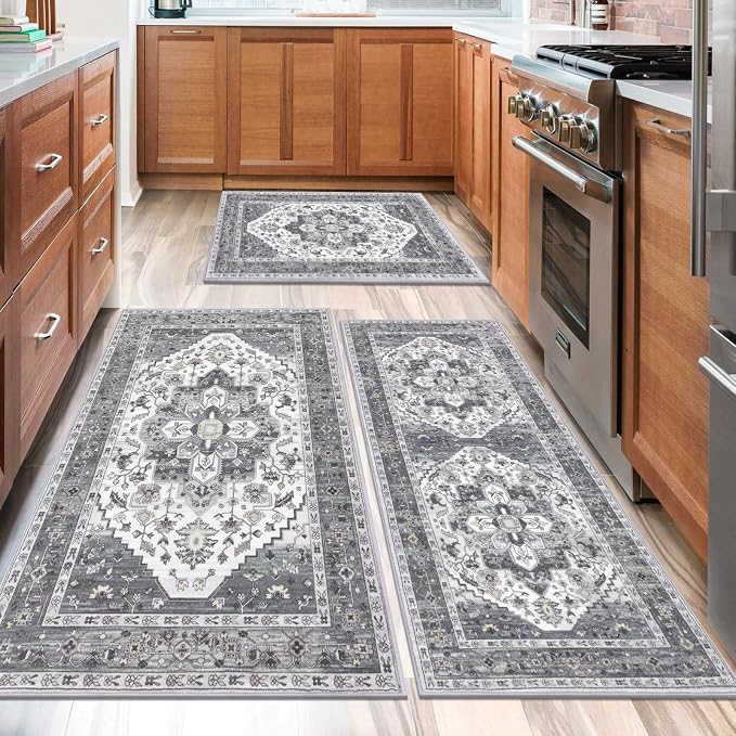 HEBE Boho Kitchen Rug Sets 3 Piece