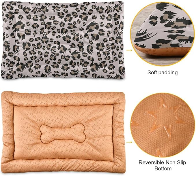 Pet Bed Leopard Print Dog Bed Mat Absorbing Non Slip Pad Pet Sleeping Mat for Small, Medium, and Large Dogs Puppy Cat 36 in x 24 in