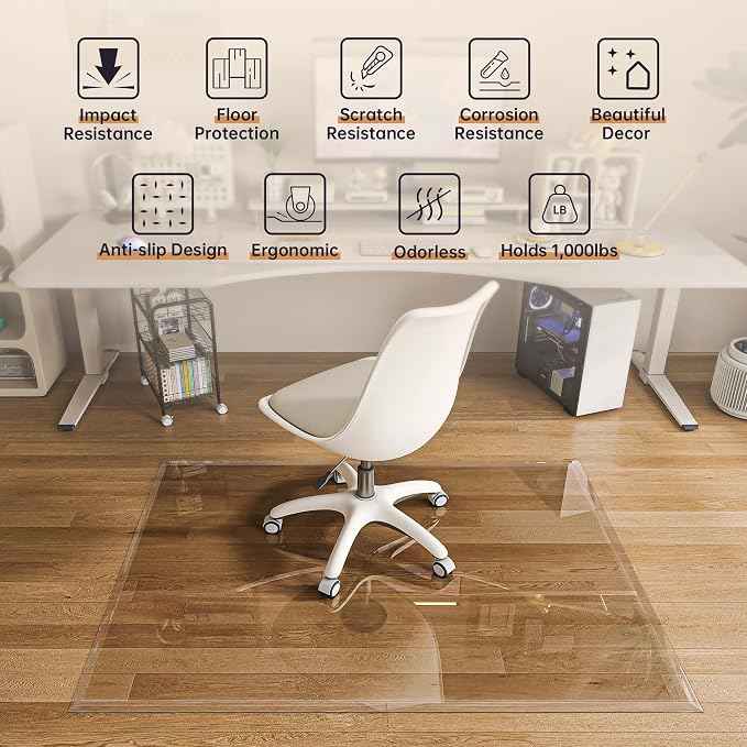 55“ x 46” Beveled Edge Glass Chair Mat