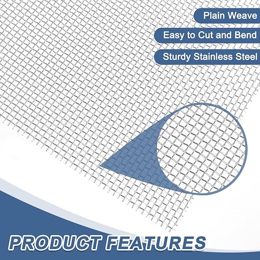 uxcell 14 Mesh 118" x 10" Woven Wire Mesh, 316 Stainless Steel Air Vent Filter