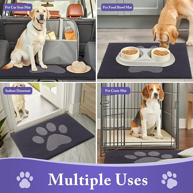 Buganda Dog Door Mat for Muddy Paws, Absorbent Dirt Trapper Non Slip Indoor Doormats, Washable Low-Profile Mat for Mud Dogs, Entryway Carpet for Inside Floor (70x47 Inches, Dark Grey)