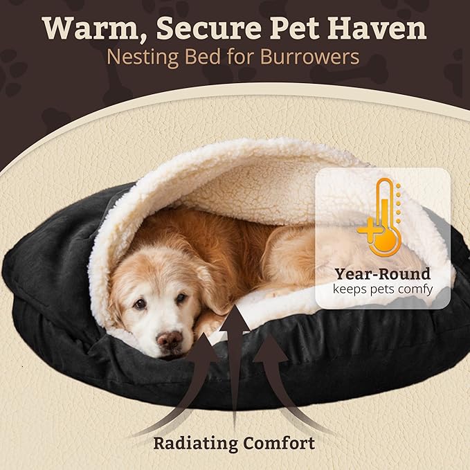 Snoozer Luxury Microsuede Cozy Cave Pet Bed, Extra Large, Black