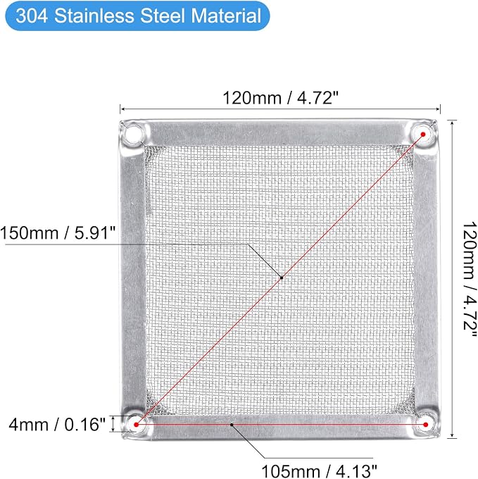 MECCANIXITY 120mm Computer Fan Filter Grills Stainless Steel Mesh Dustproof