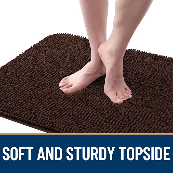 OLANLY Dog Door Mat Set 4-Piece 30x20, Absorbs Moisture and Dirt, Absorbent Non-Slip Washable Doormat, Quick Dry Chenille Mud Mat for Dogs, Entry Indoor Entryway Carpet for Inside Floor, Brown