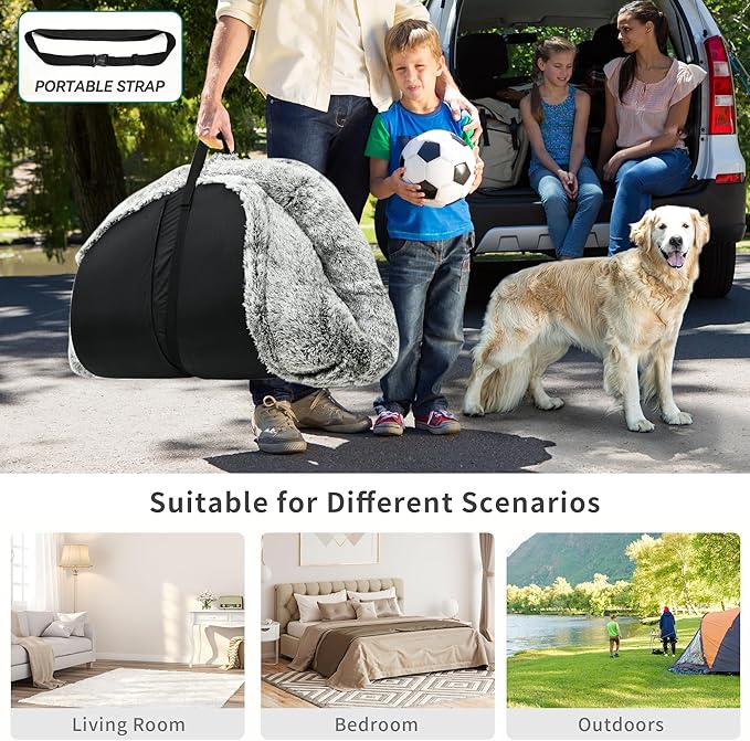 DWVO Human Dog Bed for Adult, 79" L X 43" W Large Human Size Dog Bed with Blanket and Pillow, Removable Cover, Grey