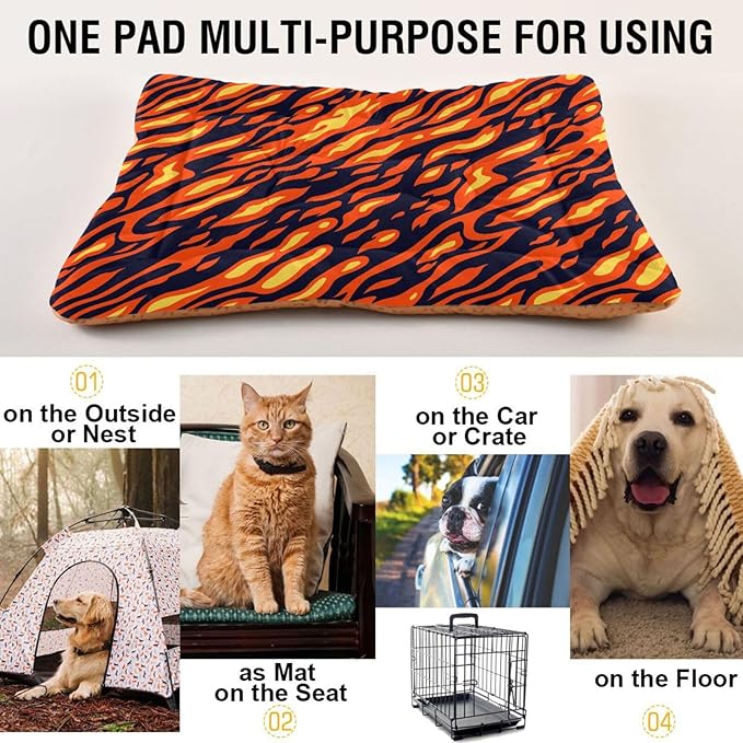 Fire Flame Pet Bed Cute Dog Bed Mat Absorbing Non Slip Pad Pet Sleeping Mat for Small, Medium, and Large Dogs Puppy Cat 24 in x 18 in