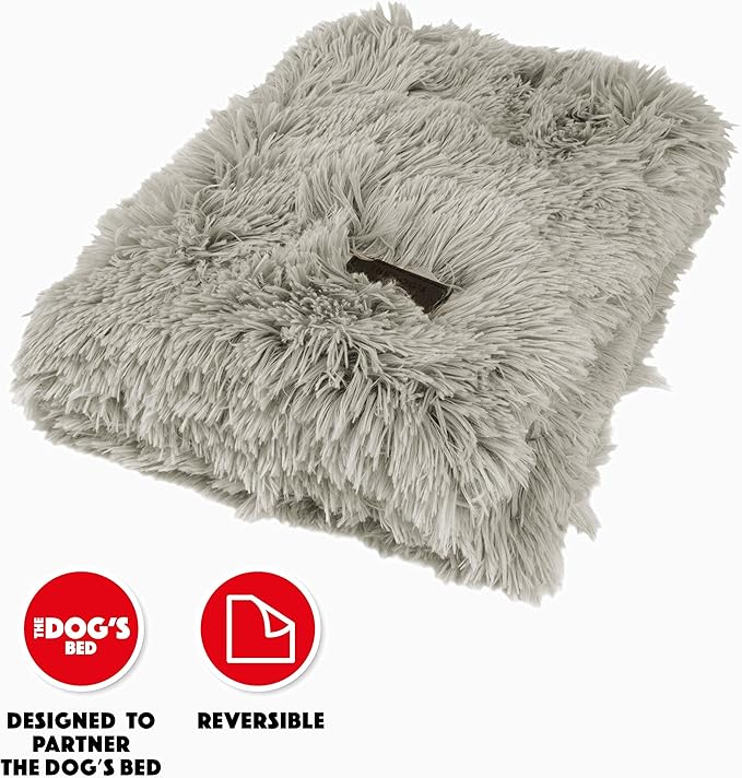 The Dog’s Blanket – Faux Fur Dog Blanket, Silver Grey, Large, 28x42