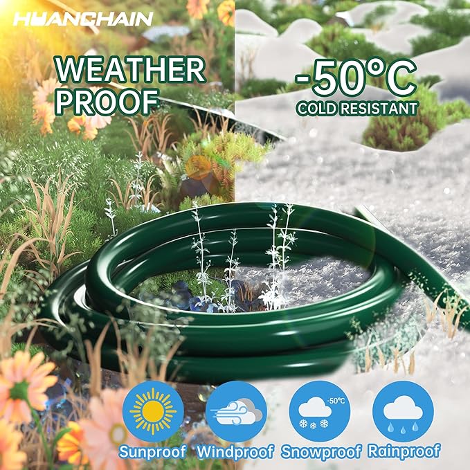 HUANCHAIN Indoor Outdoor Green Extension Cord 20 ft Waterproof, 16/3 Gauge Flexible Cold-Resistant Appliance Extension Cord Outside, 13A 1625W 16AWG SJTW, 3 Prong Electric Cord, ETL