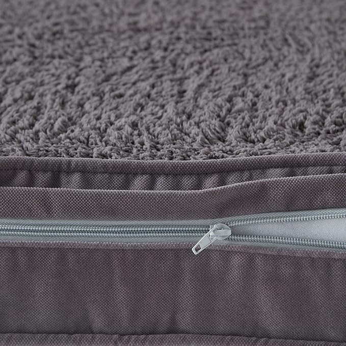 Happy Hounds Oscar Rectangle Orthopedic Foam Sherpa Dog Bed, Medium (42 x 30 in.), Pewter