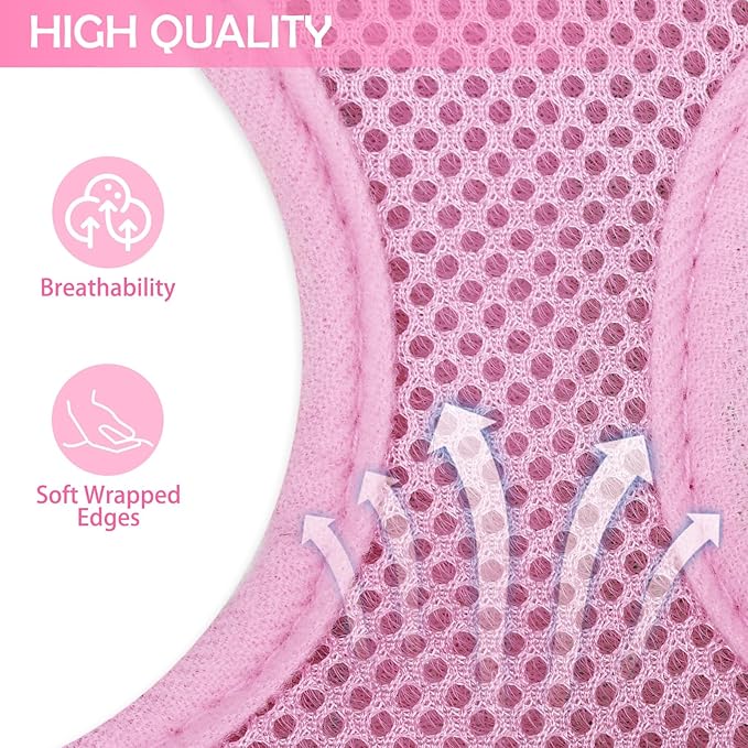 SCENEREAL Puppy Dog Harness with Leash Set for Small Medium Sized Dogs, Soft Mesh Pet Harnesses and Leash, No Chock Plaid Adjustable No Pull Vest for Dogs Cats, Chihuahua,Bulldog (Pink S)
