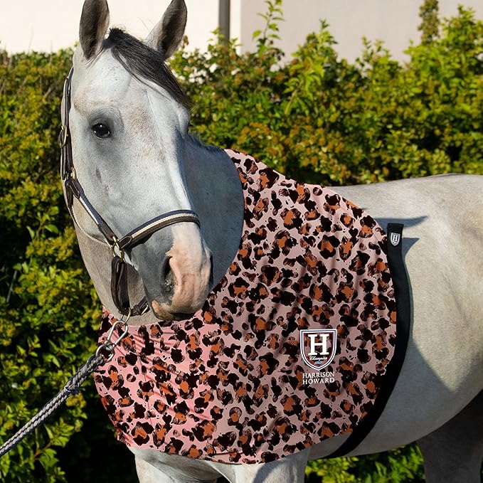 Harrison Howard Horse Stretchy Shoulder Guard Anti Rub Bib for Horse Classic Leopard L