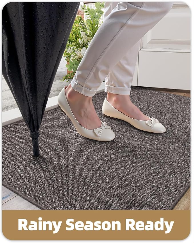Color&Geometry Ultra Thin Indoor Door Mat 32"x48", Non Slip Rubber Backed Dirt