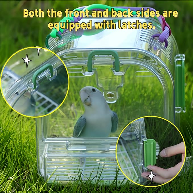 Portable Plastic Bird Cages，Travel Bird Cage,Lightweight Waterproof Ventilated Small Bird Cage,Outdoor Use Easy to Carry,for Small Birds, Budgies and Pet Birds (Yellow, B)