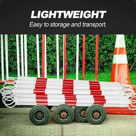 RoadHero 4 Pack 4 FT to 6.9 FT Retractable Cone Bar, Expandable Traffic Cone Bars for Parking Lots, Extendable Barricade for Road Construction, White and Red, Cone Not Included