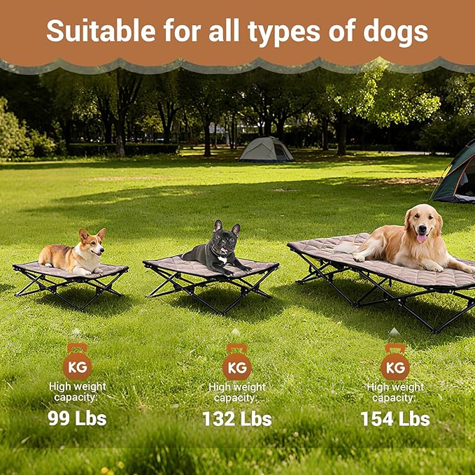 KingCamp Elevated Dog Bed for XL Dogs, Outdoor Raised Cooling Pet Cot Bed with Washable Breathable Mesh & No-Slip Feet Perfect for Camping, Backyard, Indoor Use (XL, Black)