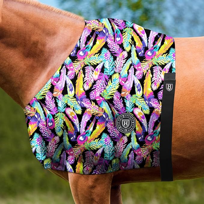 Harrison Howard Heat-Insulating Breathable Stretchy Shoulder Guard Anti Rub Bib for Horse Feather Hues M