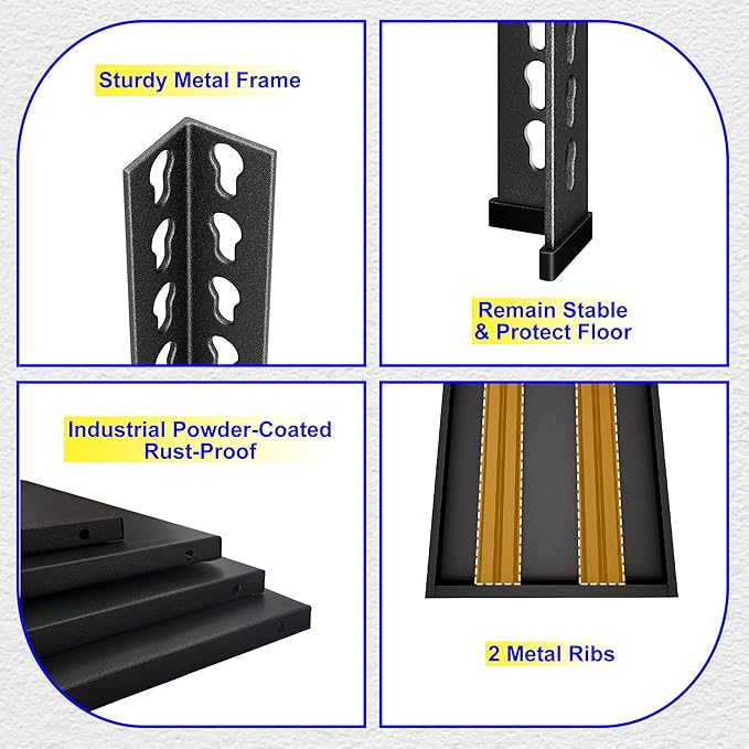 40" W Garage Shelving Heavy Duty, 900 Lbs Loads Garage Storage Shelves Heavy Duty, 2-Tier Metal Shelving Units and Storage for Basement, Retiple Tanks,40" Wx18 Dx36 H, Black