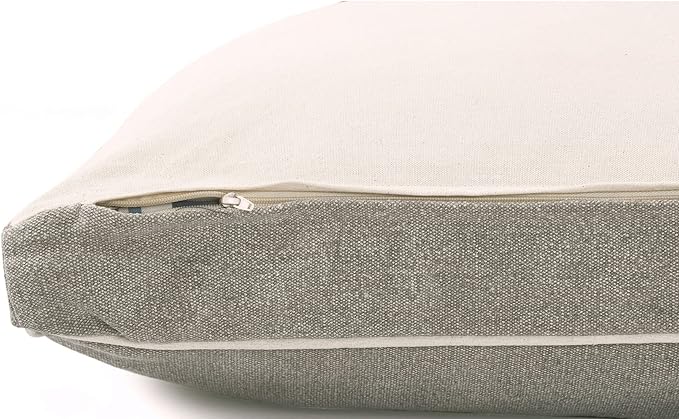 36" Gray and White Solid Stonewash Pillow Dog Bed with Removable Cover