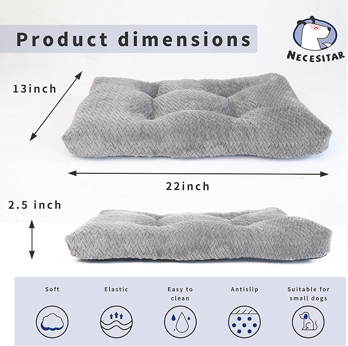 Dog Bed for Small Dogs Washable Dog Crate Bed for Dog Cages 22 inch Small Dog Bed Anti-Slip Waterproof Mute Base Warming Cozy Soft Pet Pupp, Dog Pillows for Small Dogs Tire Printing Dark Grey