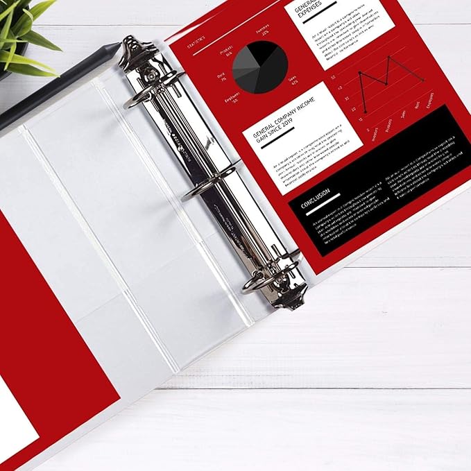 3 Ring Binder, Professional Angle D Ring 4 Inch, Presentation Folder for Standard Pages 8.5 x 11 with Pockets, Crystal Clear View White (4 Pack)