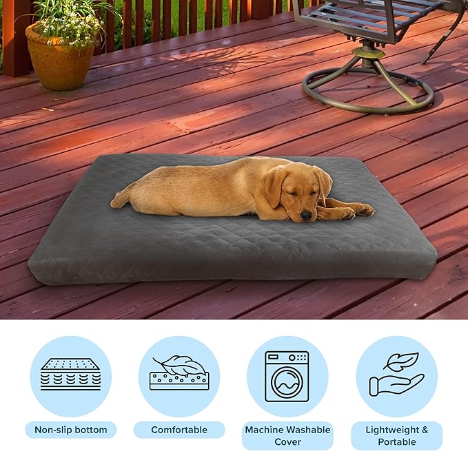 PETMAKER Water-Resistant Dog Bed - 2-Layer Memory Foam Pet Bed with Removable Washable Cover and Non-Slip Bottom - 36in Large Pet Bed for Dogs up to 75lbs (Gray)