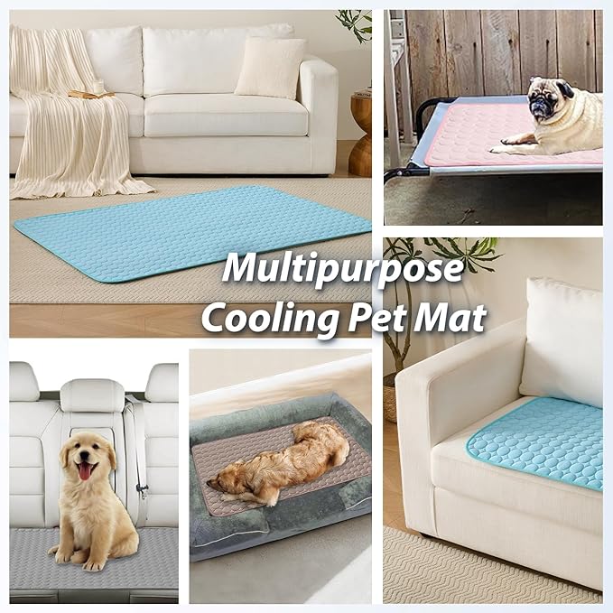 MICROCOSMOS Summer Cooling Mat & Sleeping Pad- Water Absorption Top, Materials Safe, Easy Carry, EZ Clean. Keep Cooling for Pets, Kids and Adults.(Brown, 59" x 40")