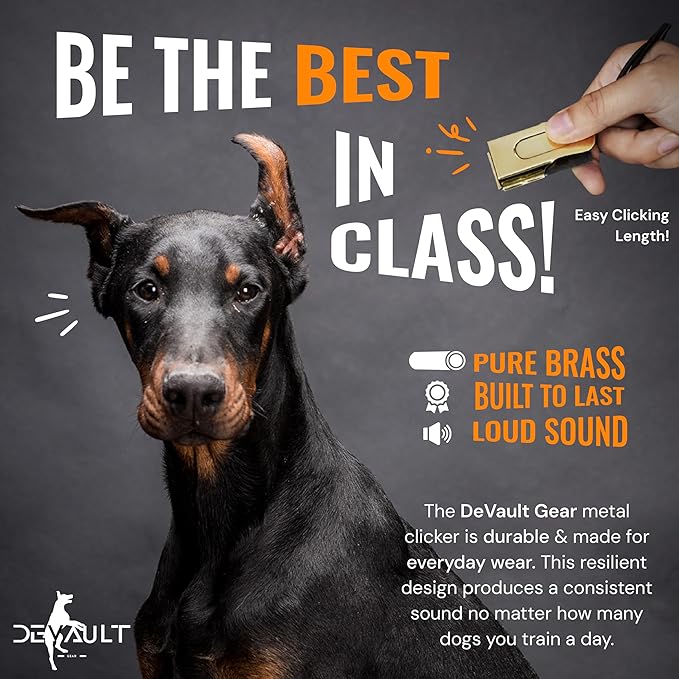 Metal Clickers for Dog Training – Black Dog Clicker for Training with Loud Crisp Sound for Behaviour Reward – Brass Style with Magnetic Clasp and Velvet Pouch – 5 Pack Pet Clicker