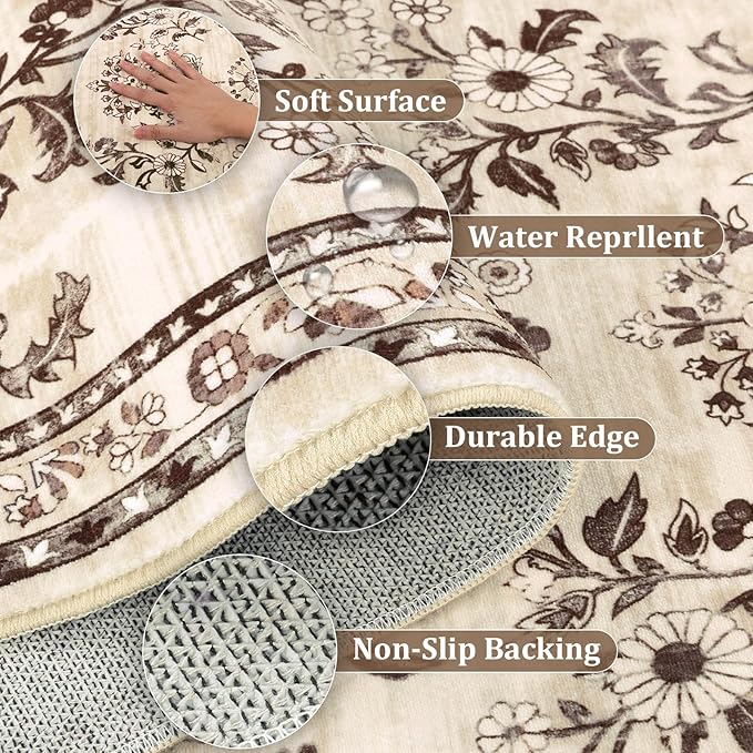 Yamaziot Washable Runner Rug 2x10 – Floral Non Slip Boho Hallway Runner Rug