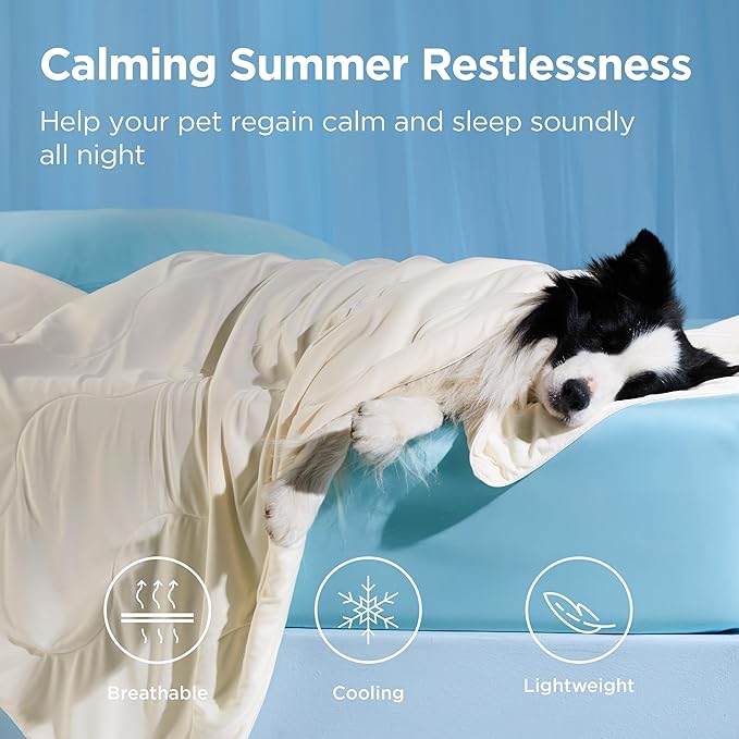 Bedsure Cooling Blanket for Bed with Breathable Air-Core Fill Q-MAX>0.4 - Lightweight Pet Cat Throw Cold Blanket Washable for Summer，Soft Dog Cooling Mat for Couch, Beige, 60x80